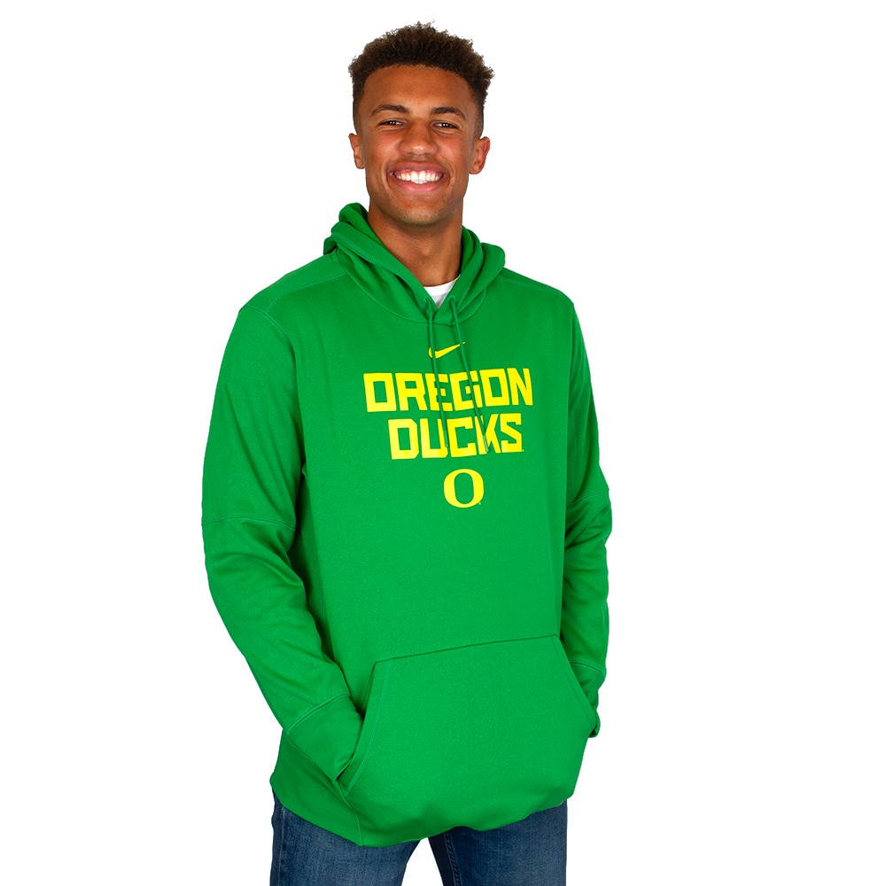 Classic Oregon O, Nike, Green, Hoodie, Performance/Dri-FIT, Men, Fleece, Oregon Ducks, Pullover, Sweatshirt, 926399